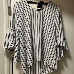 Black and White Striped Dress Shirt - Size Large